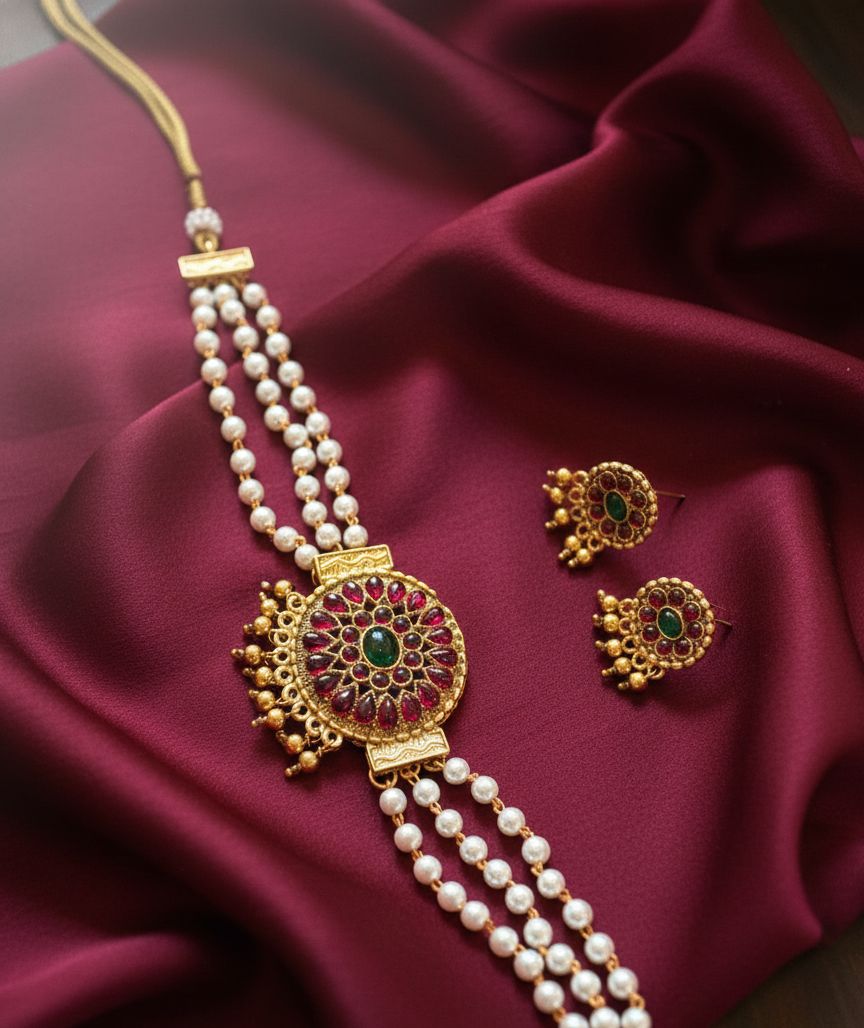 White pearl pendent necklace